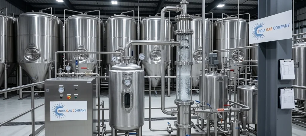 Brewery & Distillery CO2 Recovery System CO2 recovery plant installed at a brewery distillery for fermentation gas capture.