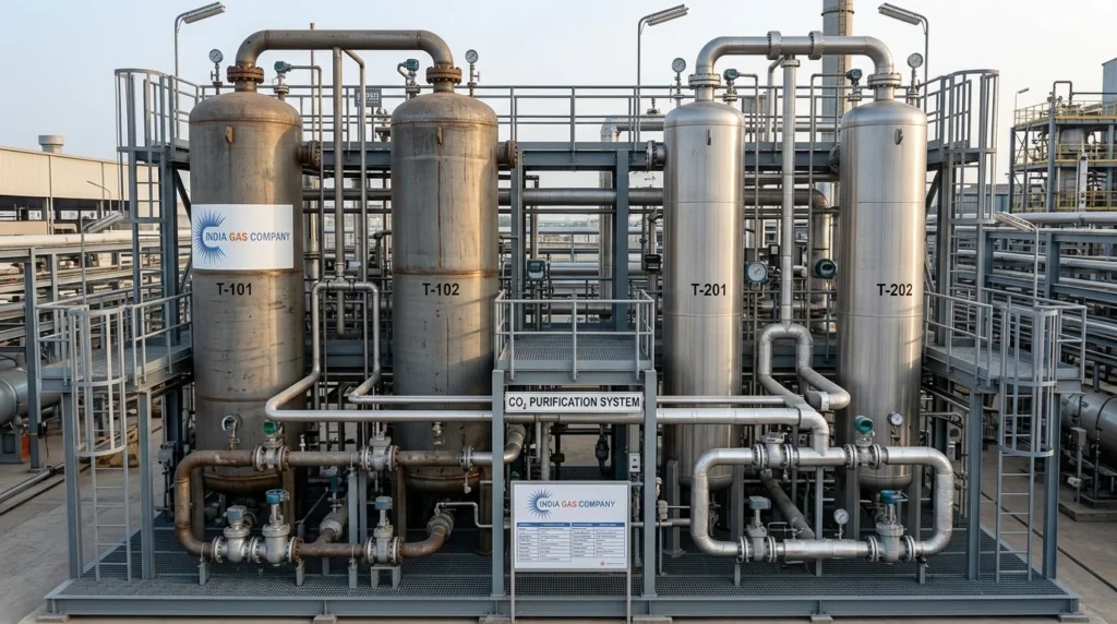 CO₂ Deodorizer and Dryer Towers Dual tower CO₂ deodorizer and molecular sieve dryer system