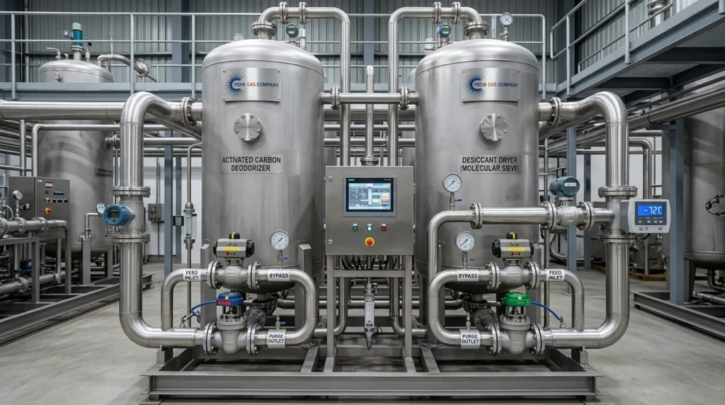 CO2 deodorizer and dual tower dryer system