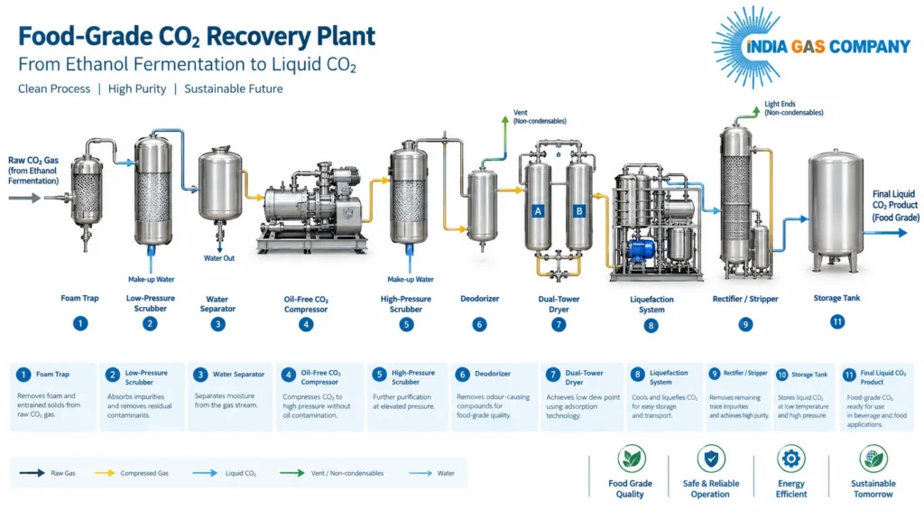 CO2 Recovery and Purification Process Flow diagram
