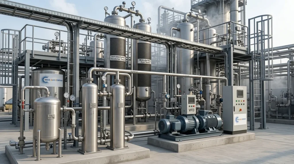 Key Equipment in a CO₂ Recovery Plant Key equipment used in a CO₂ Recovery Plant including scrubbers, compressor, dryer and liquefaction equipment