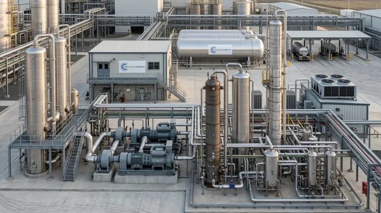 CO₂ Recovery Plant Setup with gas purification, liquefaction and liquid CO₂ storage equipment