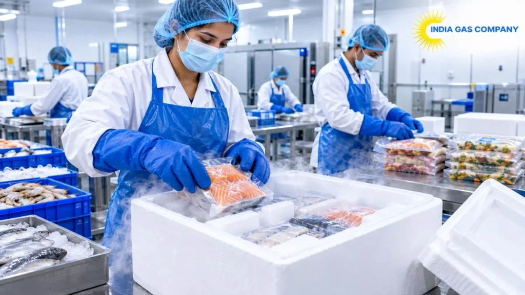 Dry ice for seafood and frozen food transportation